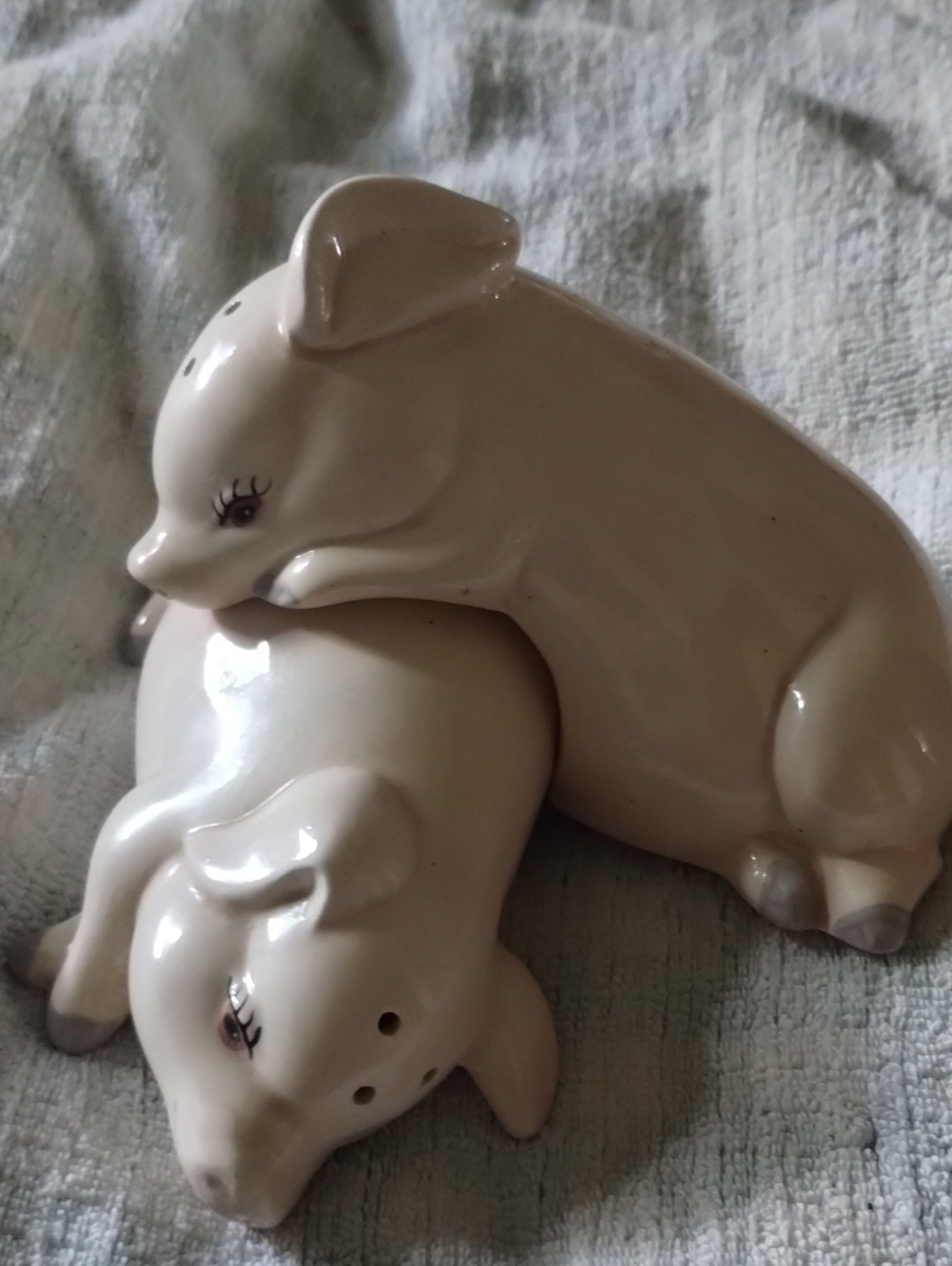 Porcelain Pig Salt and Pepper Shaker Set - Cream